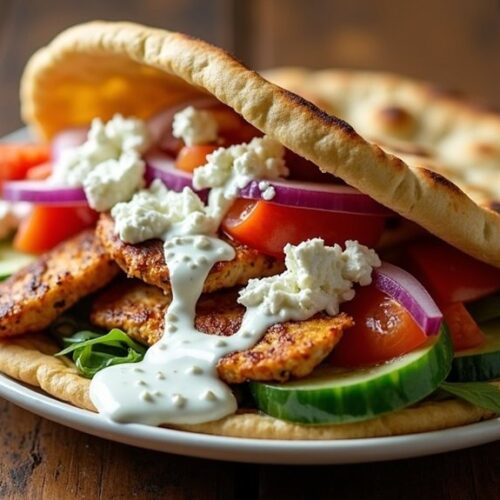 greek chicken pita dish