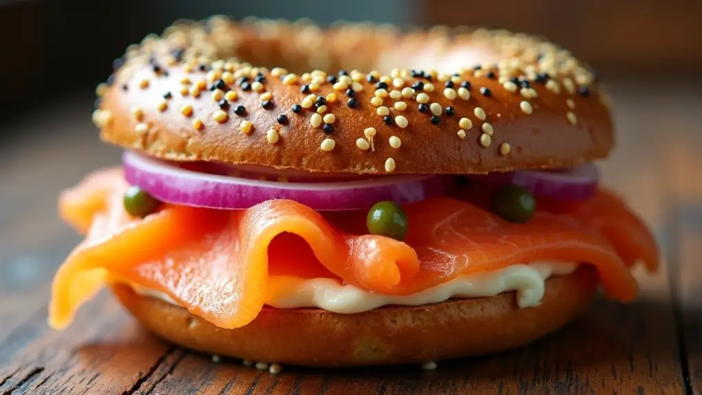 satisfying smoked salmon bagel