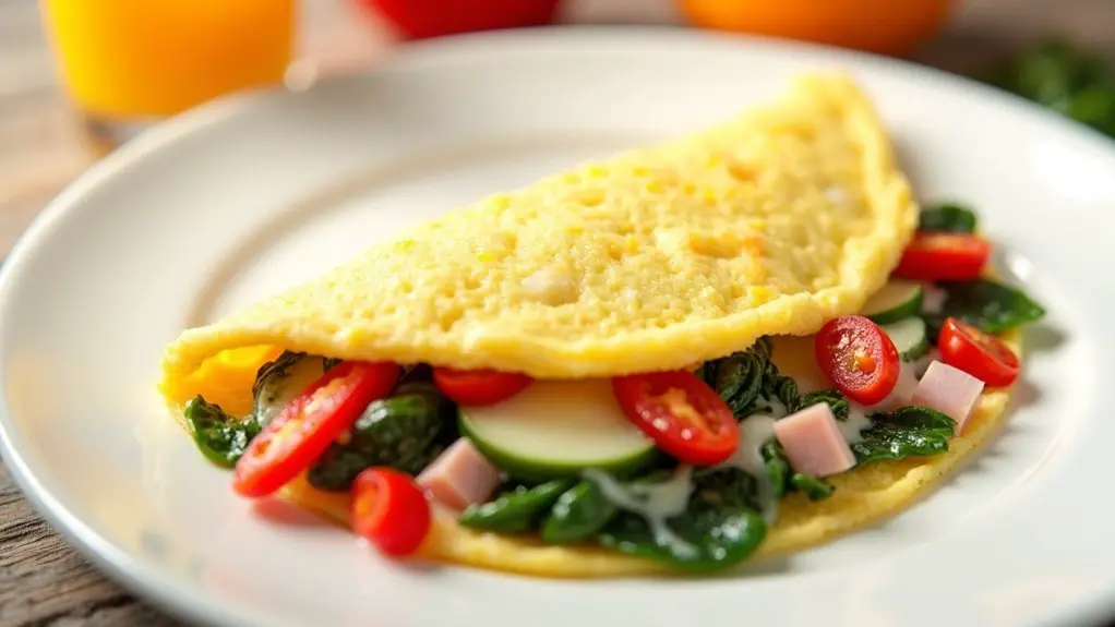 vegetable ham cheese omelet
